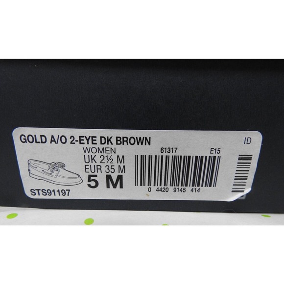 Sperry Top Sider Gold Cup women's size 5 M Dark brown 2 eye boat shoe loafers - Picture 8 of 8